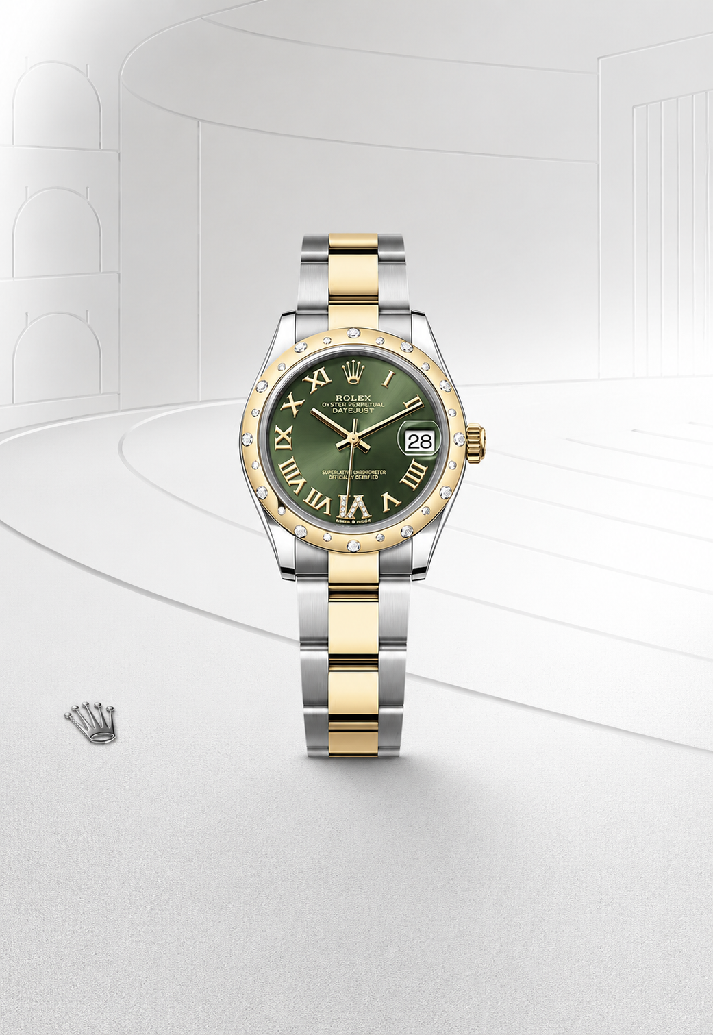 Datejust 31 Green Roman Dial Two-Tone Watch