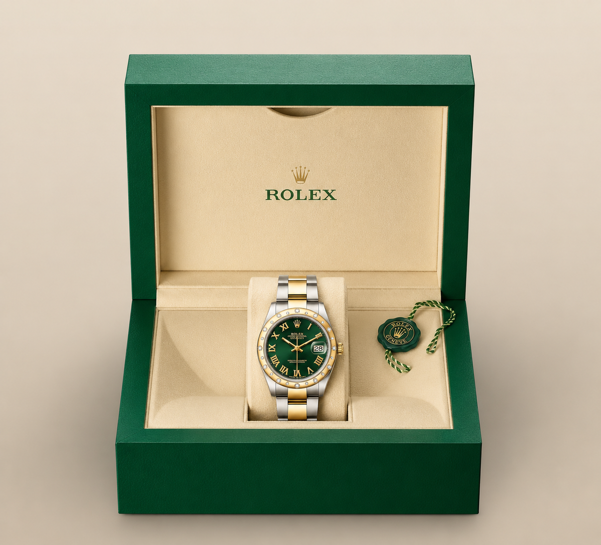 Datejust 31 Green Roman Dial Two-Tone Watch