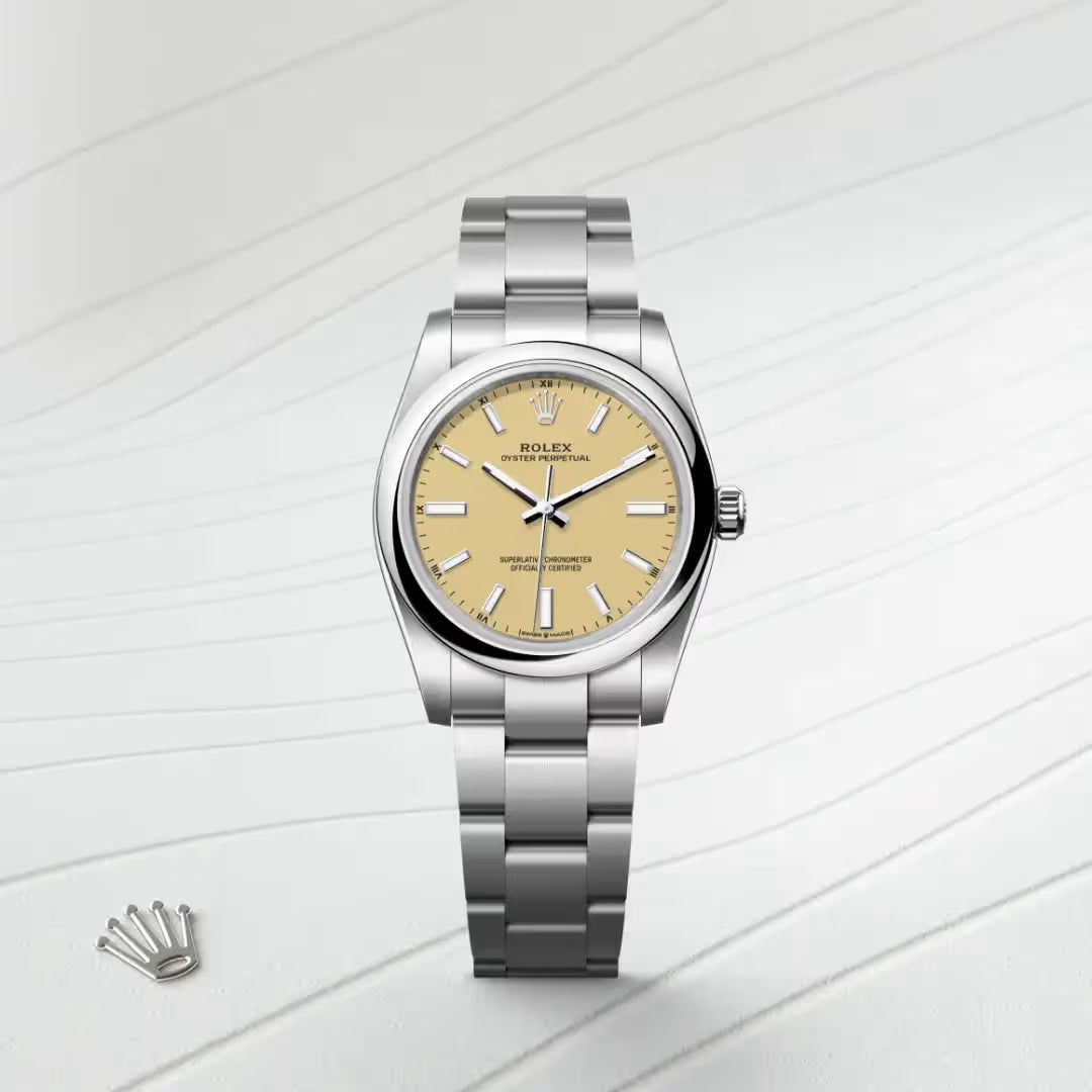 Oyster Perpetual 34 Golden Heritage Stainless Steel Watch