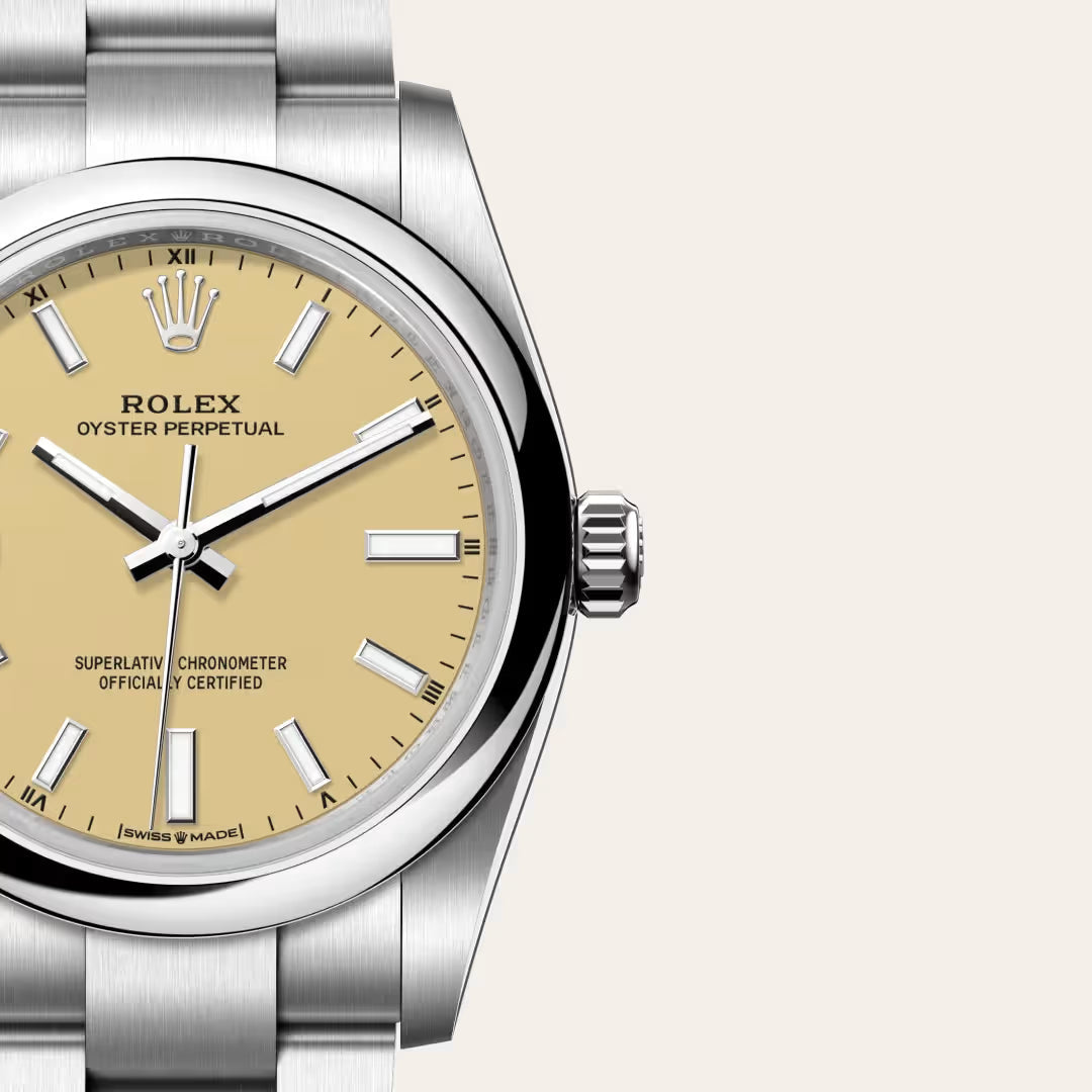 Oyster Perpetual 34 Golden Heritage Stainless Steel Watch