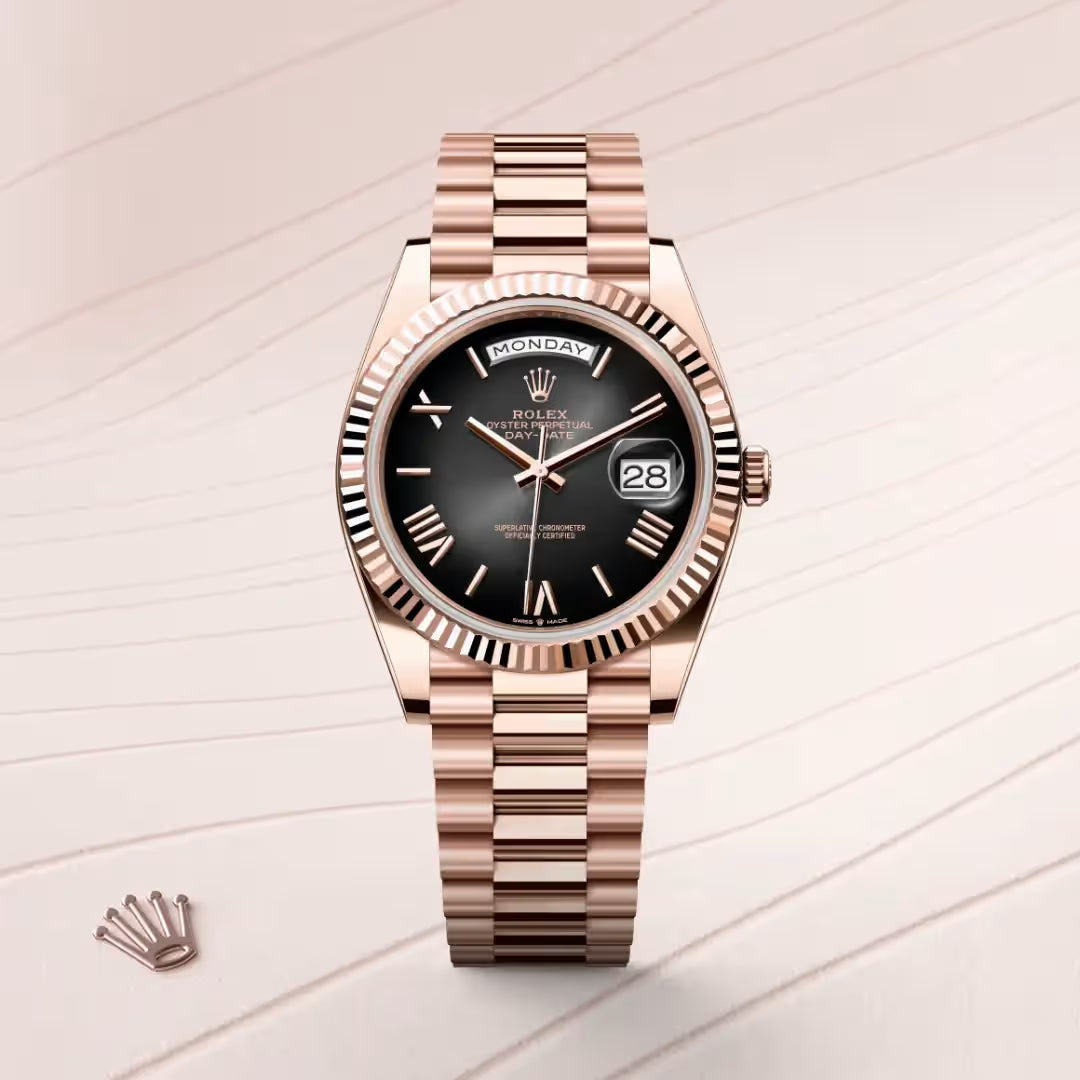 Day-Date 40 Luxury Rose Gold Day-Date Watch with Black Dial
