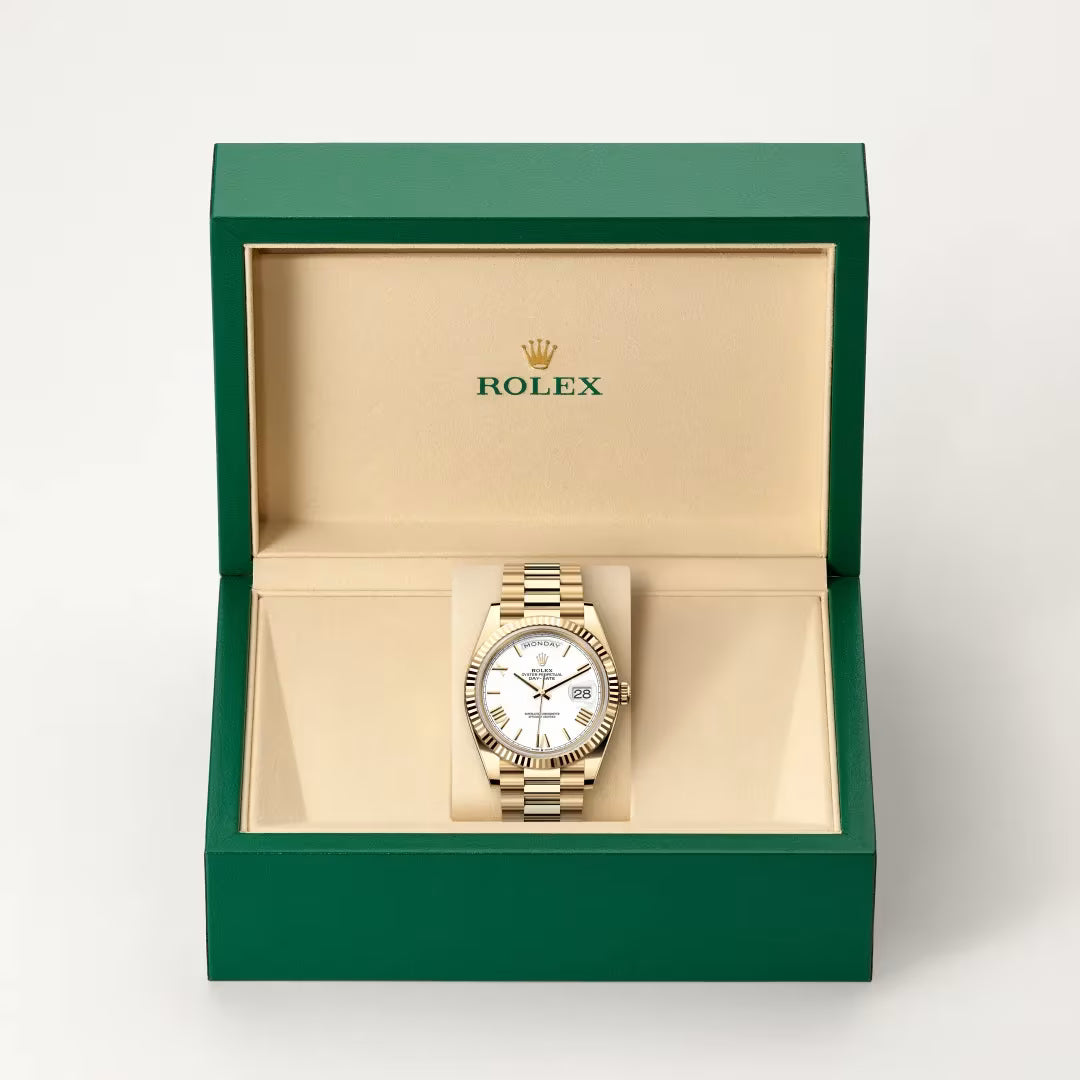 Day-Date 40 Golden Prestige White Dial Executive Watch