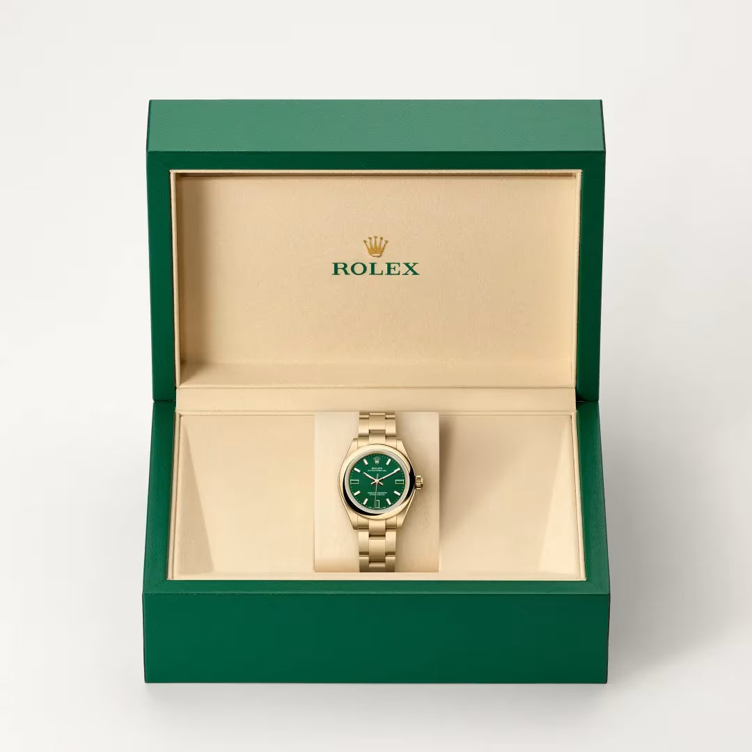 Oyster Perpetual 28 Oyster Perpetual Green Dial Gold Watch
