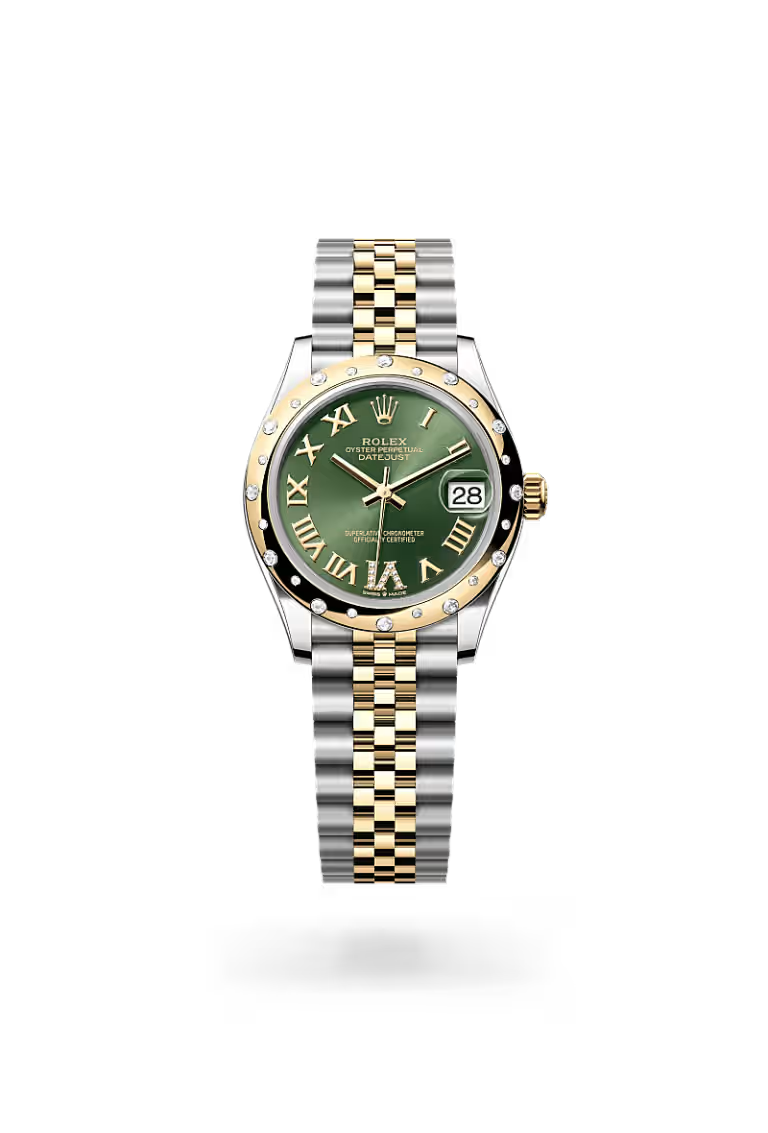 Datejust 31 Green Roman Diamond Bezel Jubilee Watch