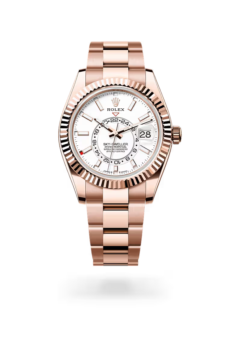 Sky-Dweller Luxury White Dial Rose Gold Watch