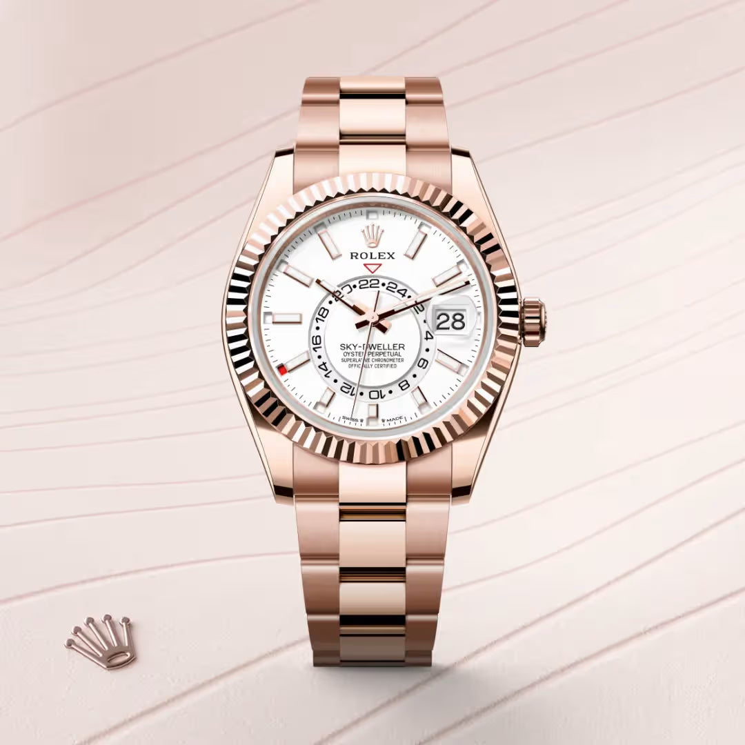 Sky-Dweller Luxury White Dial Rose Gold Watch