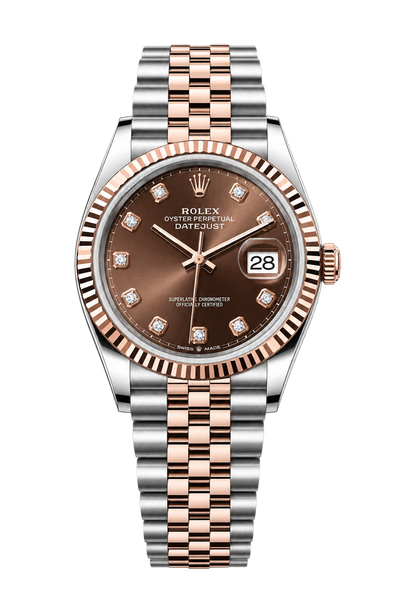 Datejust 36 Chocolate Diamond Dial Rose Gold Jubilee Watch