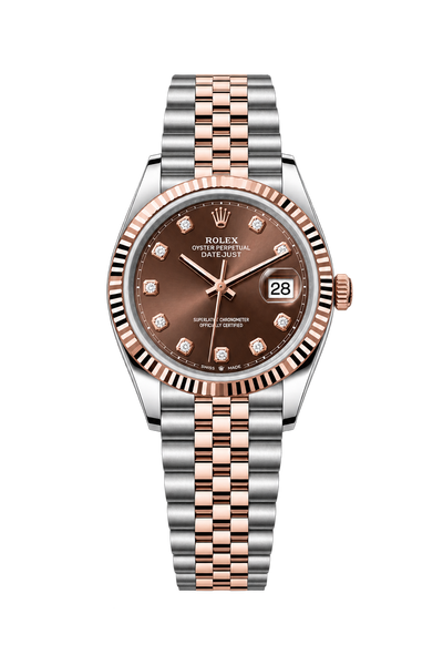 Datejust 36 Chocolate Diamond Dial Rose Gold Jubilee Watch