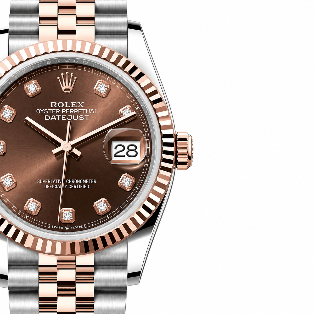 Datejust 36 Chocolate Diamond Dial Rose Gold Jubilee Watch