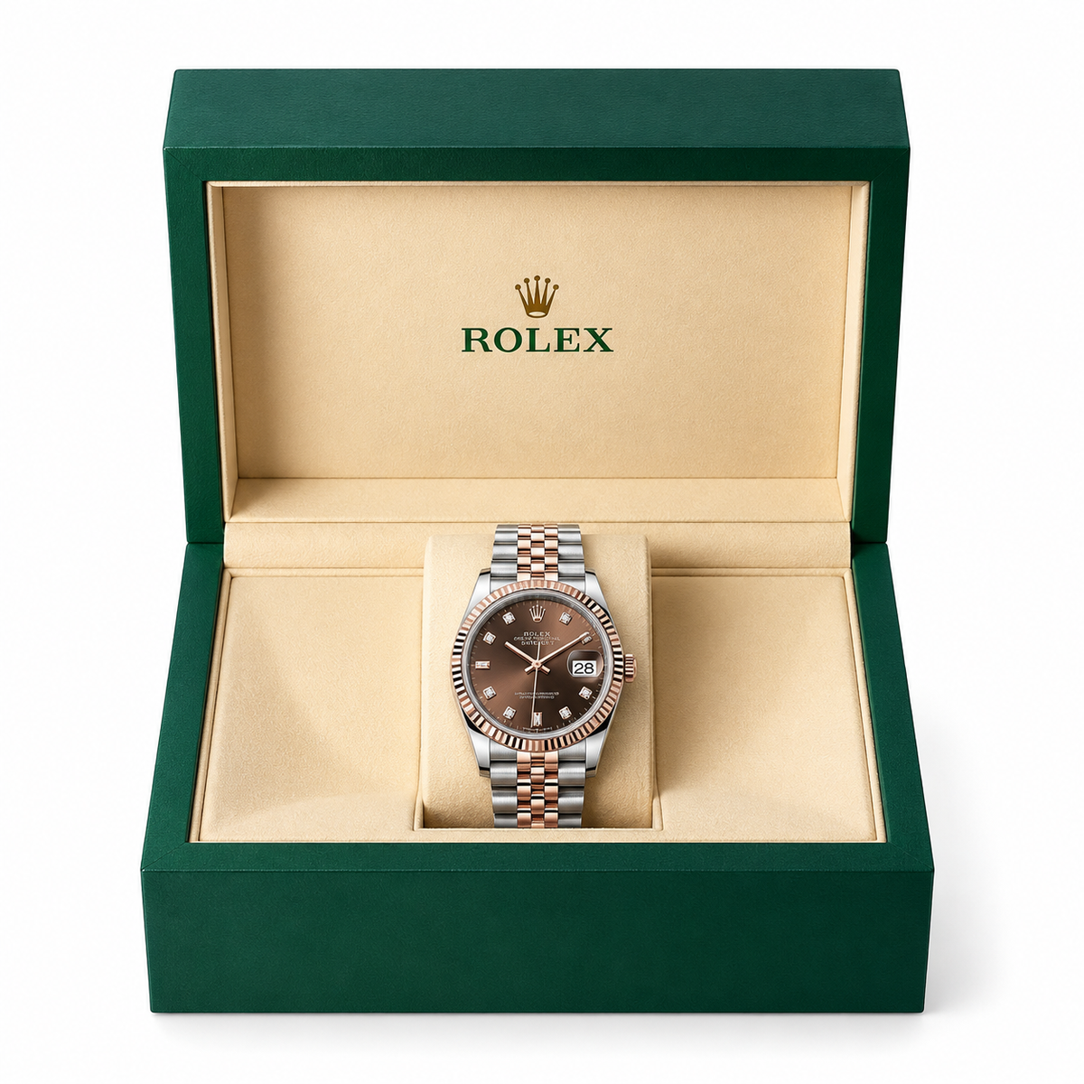 Datejust 36 Chocolate Diamond Dial Rose Gold Jubilee Watch