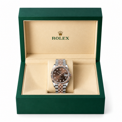Datejust 36 Chocolate Diamond Dial Rose Gold Jubilee Watch