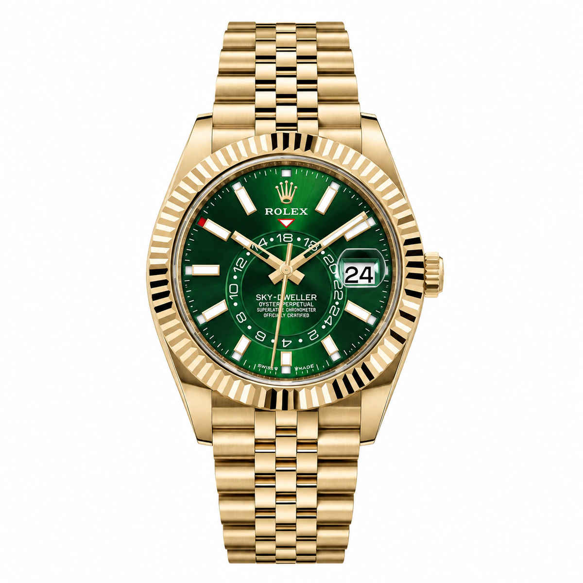 ROLEX SKY DWELLER GOLD GREEN DIAL