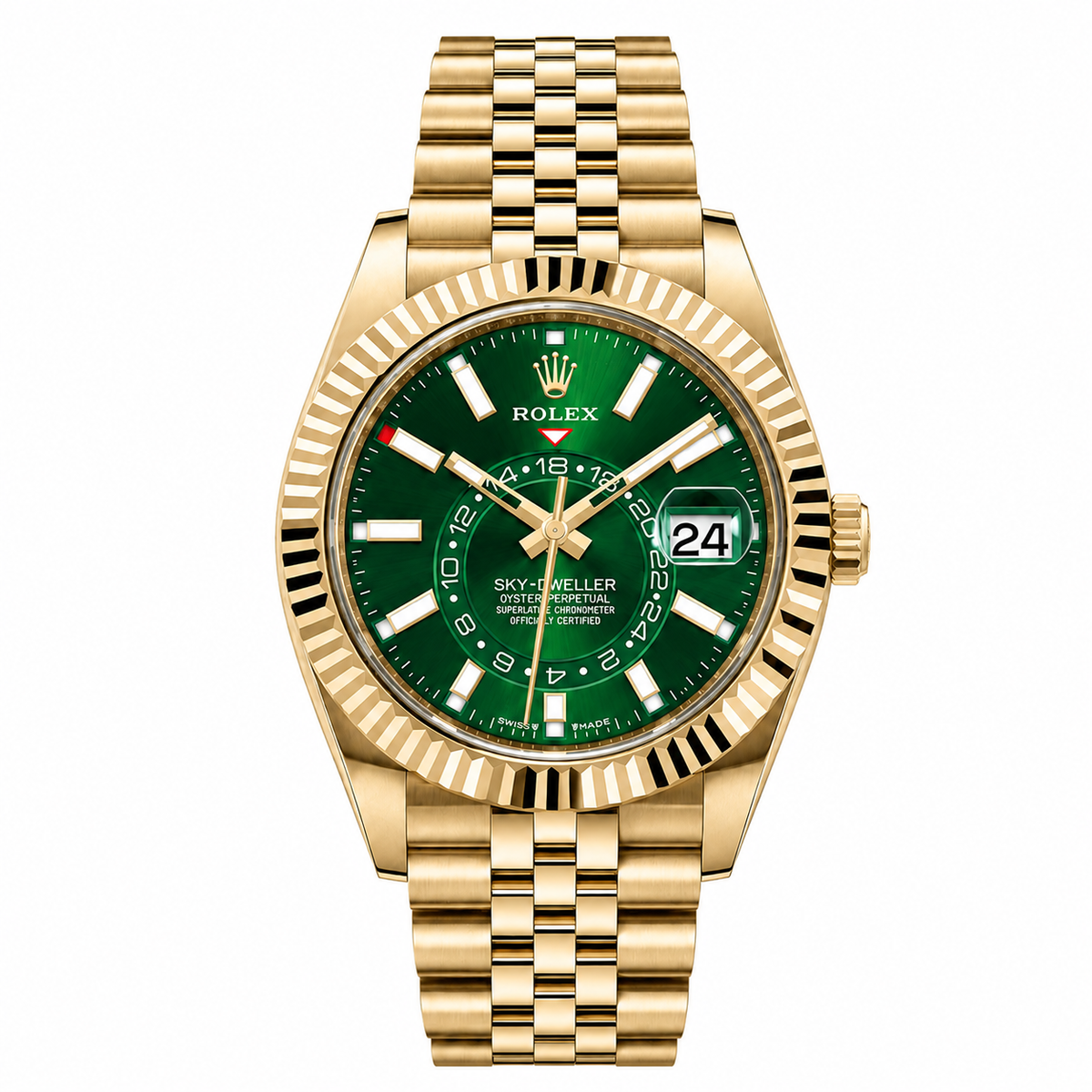 ROLEX SKY DWELLER GOLD GREEN DIAL