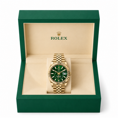 ROLEX SKY DWELLER GOLD GREEN DIAL