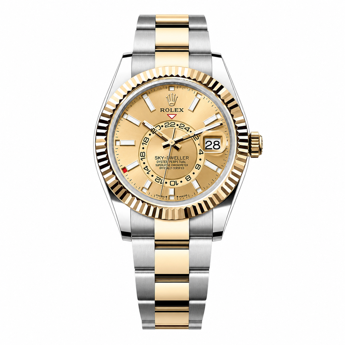 ROLEX SKY DWELLER GOLD WHITE DIAL