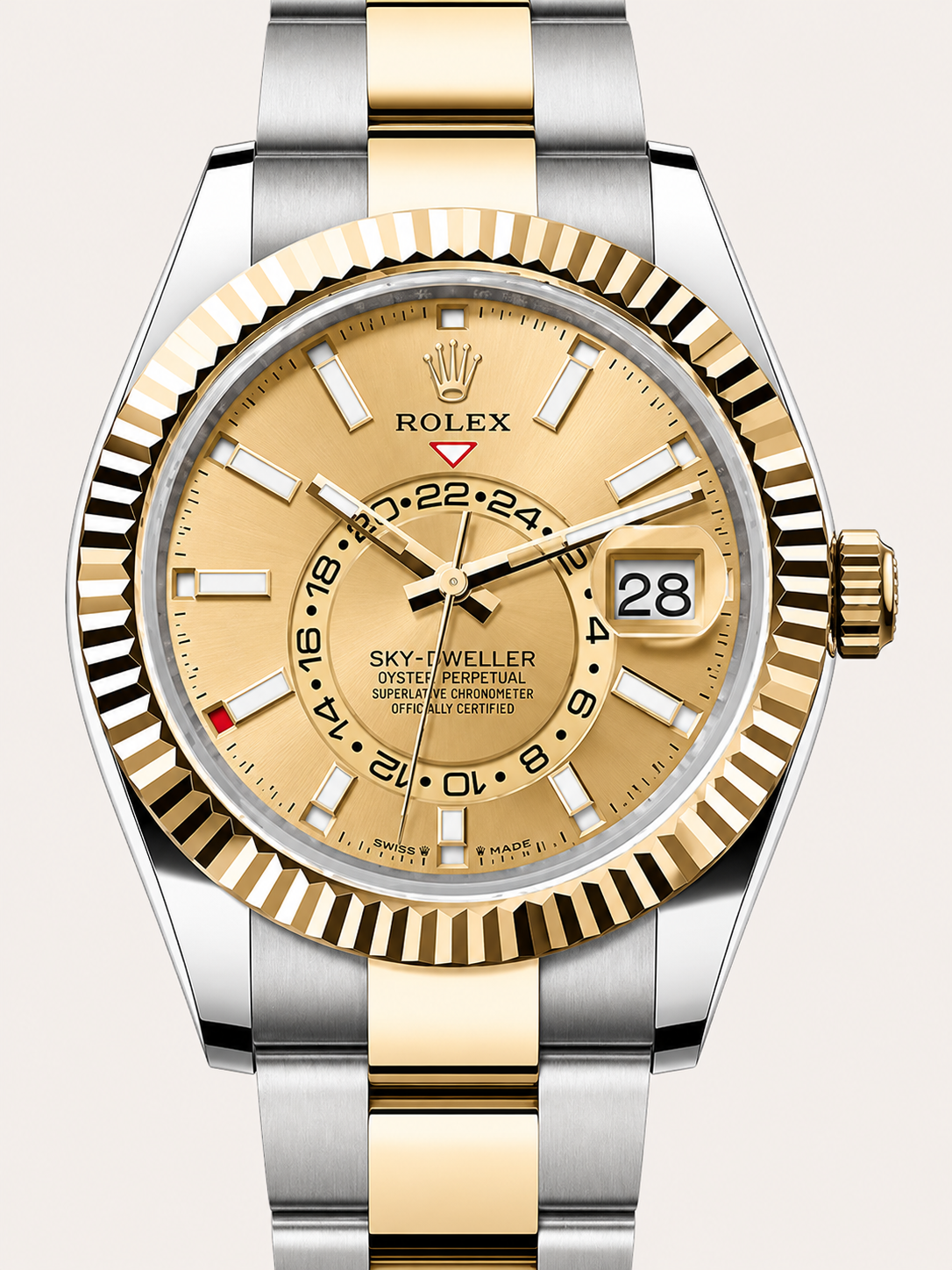 ROLEX SKY DWELLER GOLD WHITE DIAL