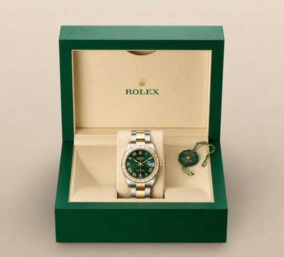 Datejust 31 Green Roman Dial Two-Tone Watch