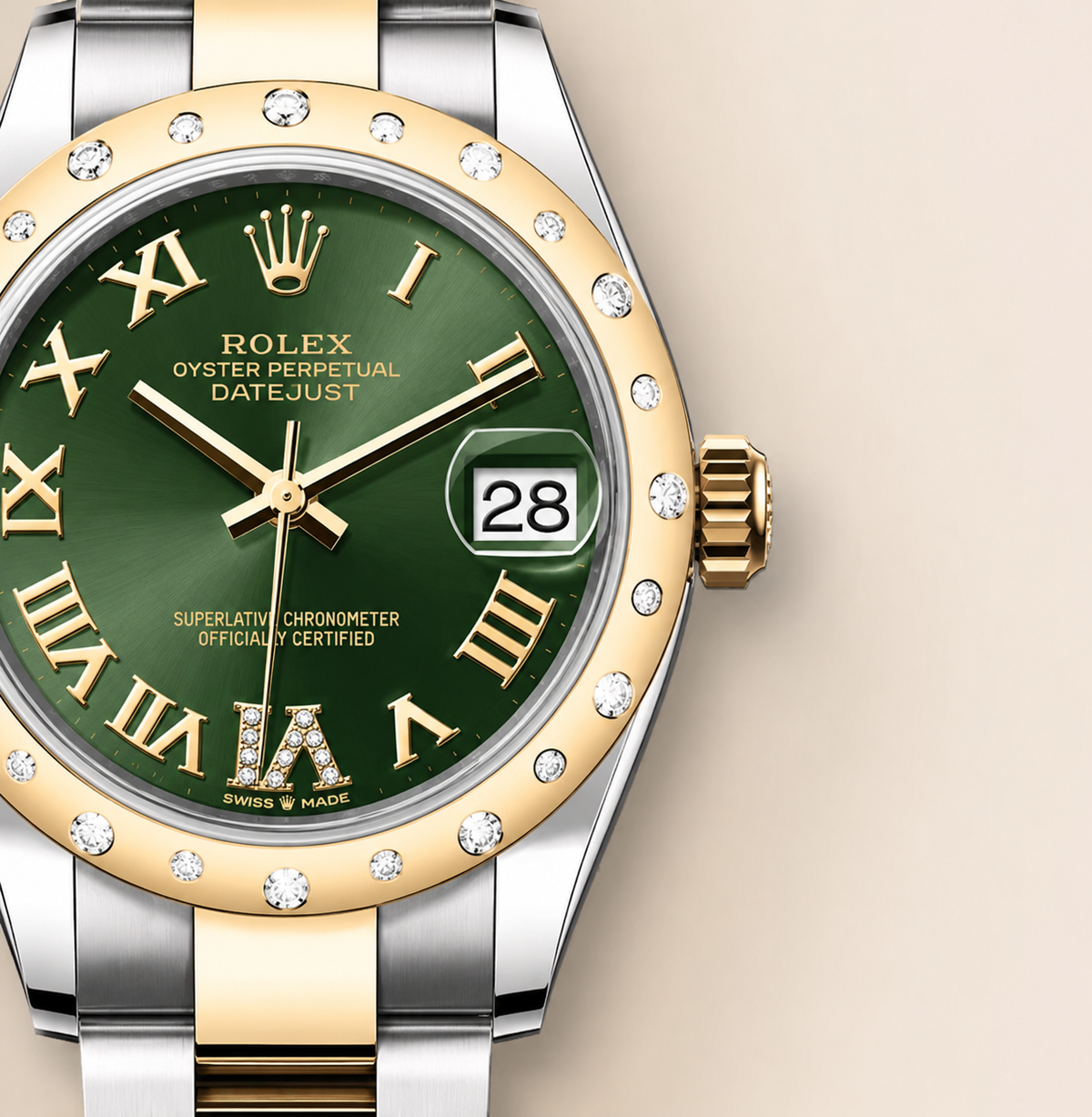 Datejust 31 Green Roman Dial Two-Tone Watch