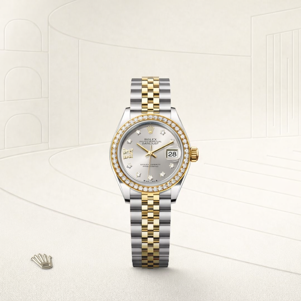 Lady-Datejust Diamond Accent Two-Tone Luxury Watch