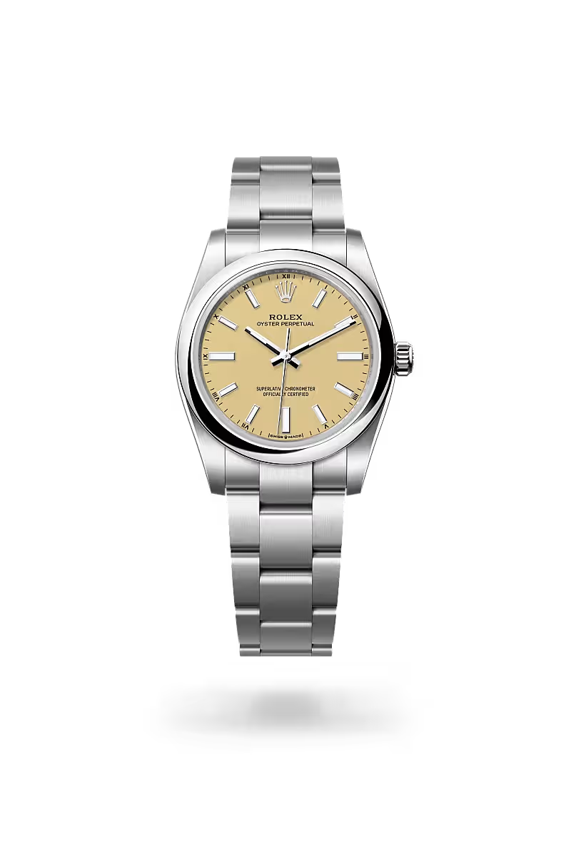 Oyster Perpetual 34 Champagne Gold Stainless Steel Watch
