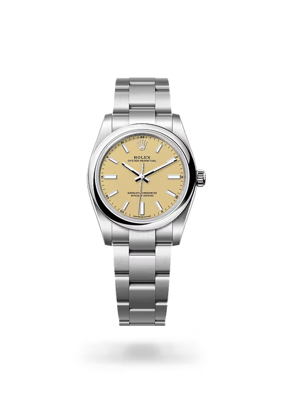 Oyster Perpetual 34 Golden Heritage Stainless Steel Watch