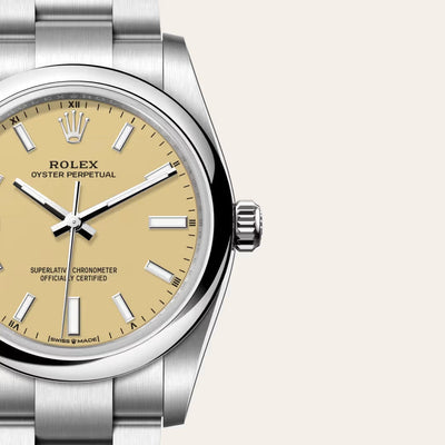 Oyster Perpetual 34 Golden Heritage Stainless Steel Watch