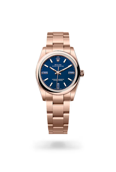 Oyster Perpetual 34 Rose Gold Ocean Blue Watch