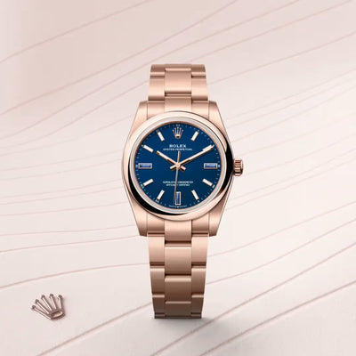 Oyster Perpetual 34 Rose Gold Ocean Blue Watch
