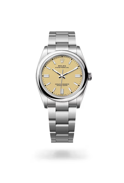 Oyster Perpetual 36 Champagne Gold Dial Stainless Steel Watch