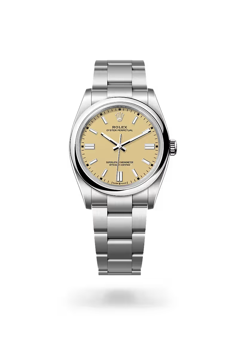 Oyster Perpetual 36 Champagne Gold Dial Stainless Steel Watch