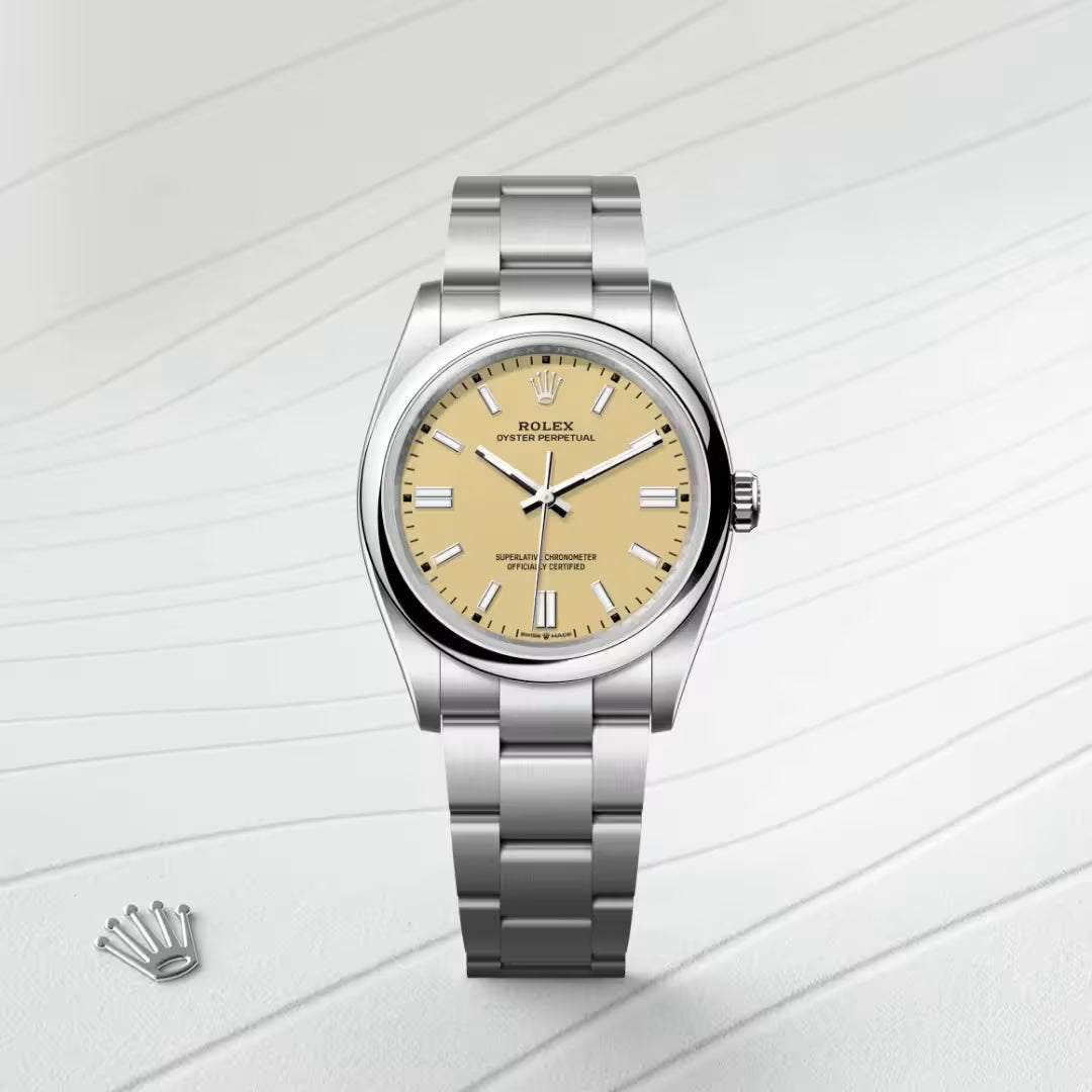 Oyster Perpetual 36 Champagne Gold Dial Stainless Steel Watch