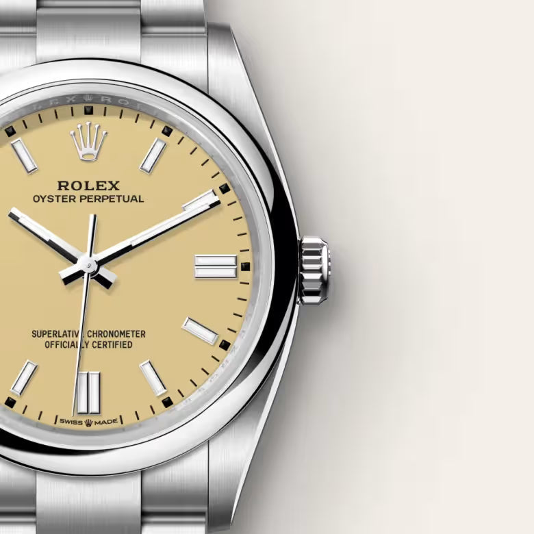 Oyster Perpetual 36 Champagne Gold Dial Stainless Steel Watch
