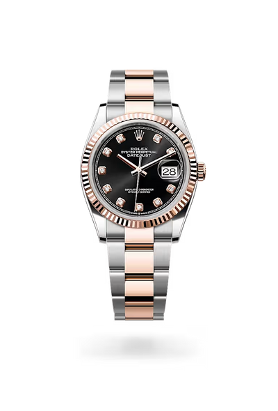 Datejust 36 Black Diamond Dial Rose Gold & Silver Luxury Watch