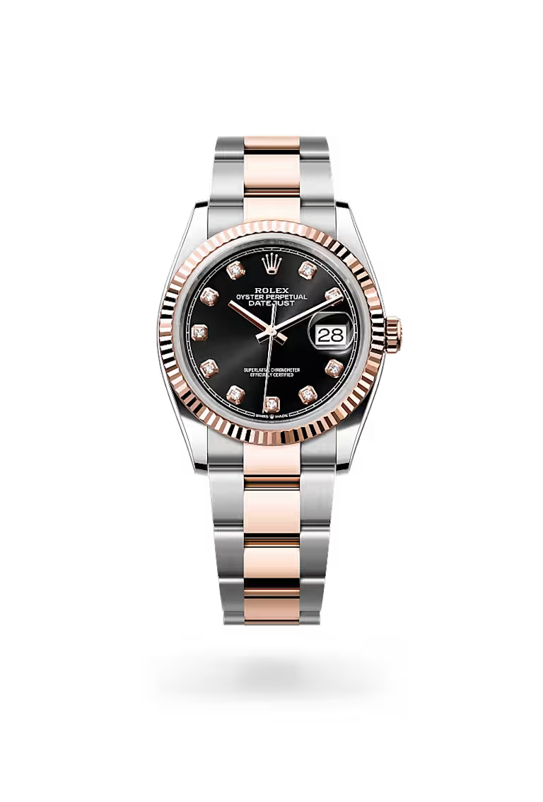 Datejust 36 Black Diamond Dial Rose Gold & Silver Luxury Watch