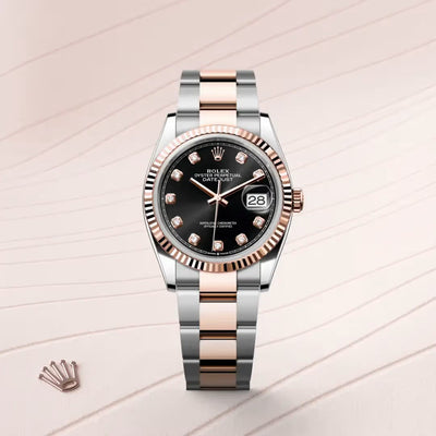 Datejust 36 Black Diamond Dial Rose Gold & Silver Luxury Watch