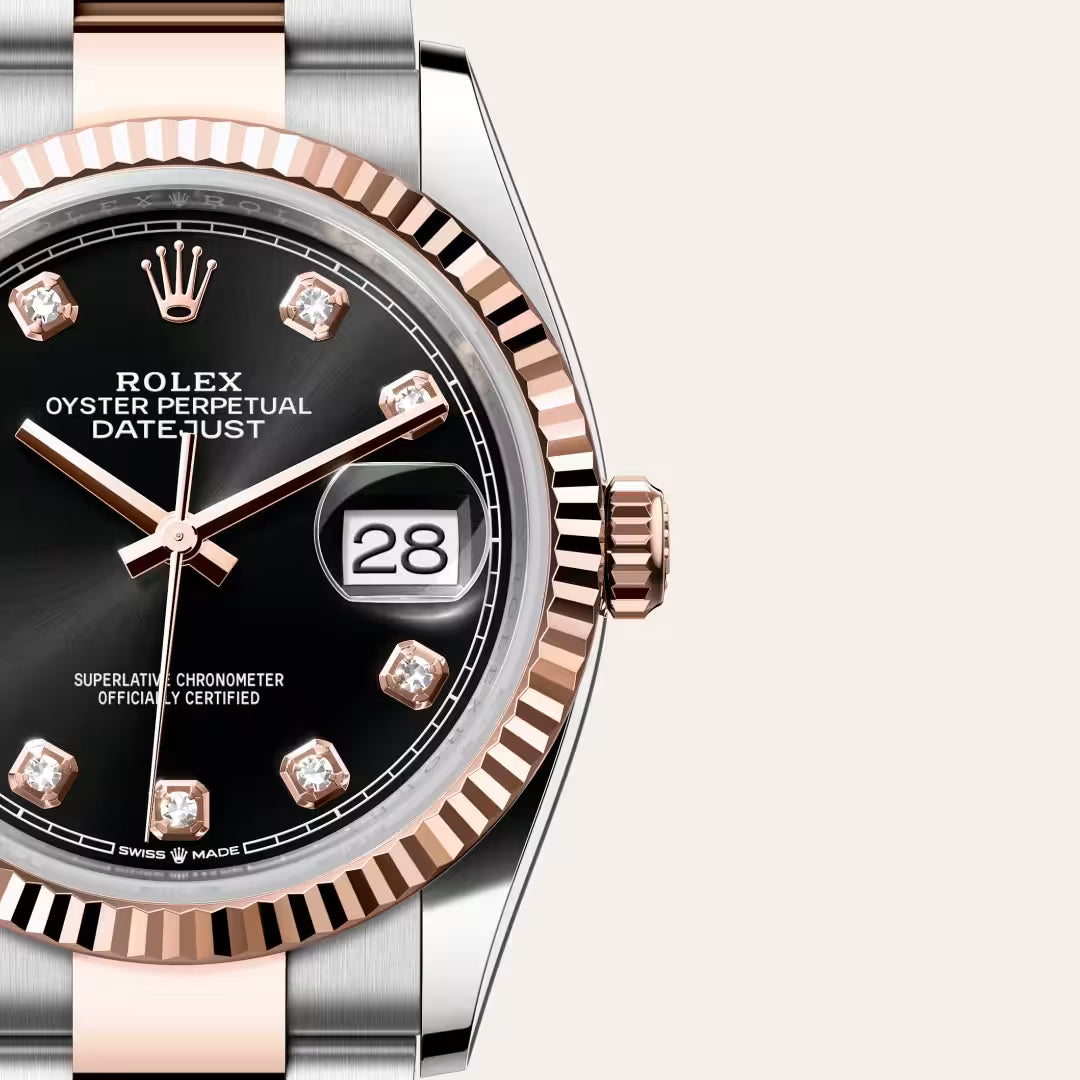 Datejust 36 Black Diamond Dial Rose Gold & Silver Luxury Watch