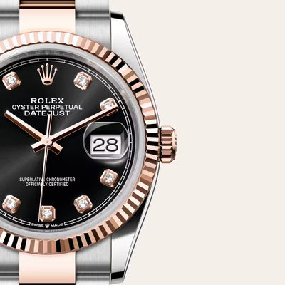 Datejust 36 Black Diamond Dial Rose Gold & Silver Luxury Watch