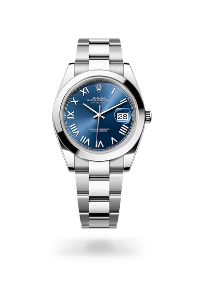 Datejust 41 Blue Roman Dial Smooth Bezel Watch