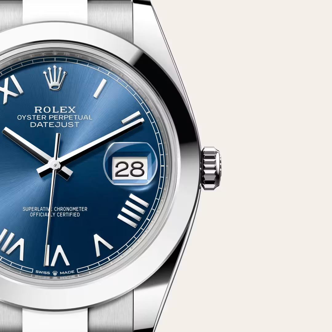 Datejust 41 Blue Roman Dial Smooth Bezel Watch