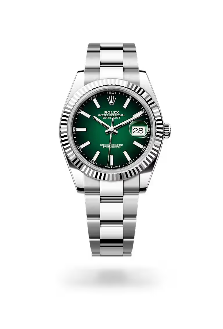 Datejust 41 Green Dial Smooth Bezel Watch