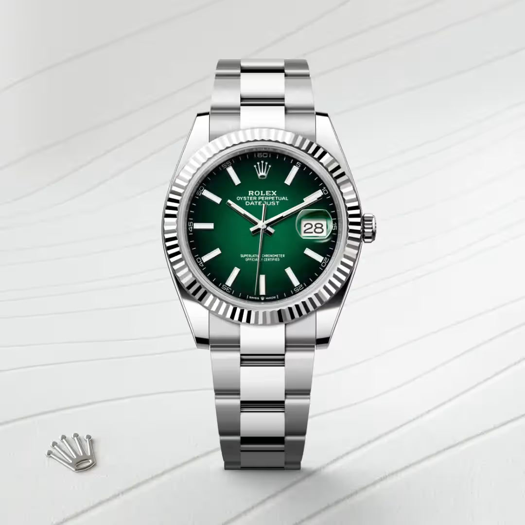 Datejust 41 Green Dial Smooth Bezel Watch