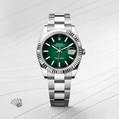 Datejust 41 Green Dial Smooth Bezel Watch
