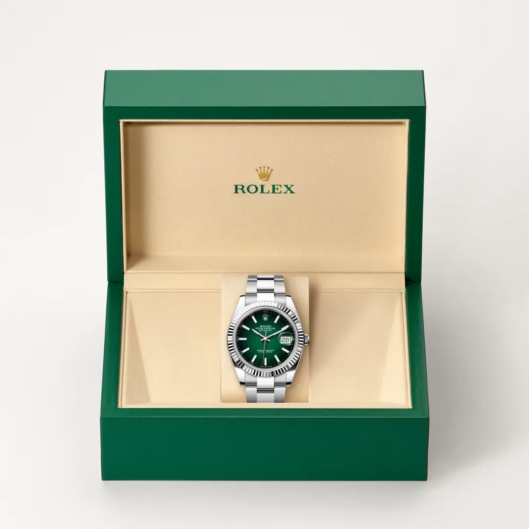 Datejust 41 Green Dial Smooth Bezel Watch