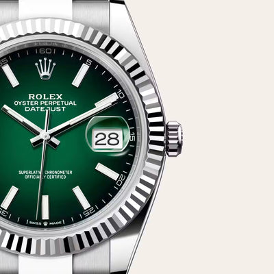 Datejust 41 Green Dial Smooth Bezel Watch