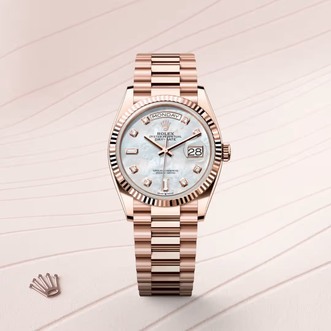 Day-Date 36 Gold Mother of Pearl Diamond Marker Watch