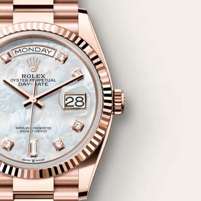 Day-Date 36 Rose Gold Wrist Watch with White Pearl Dial
