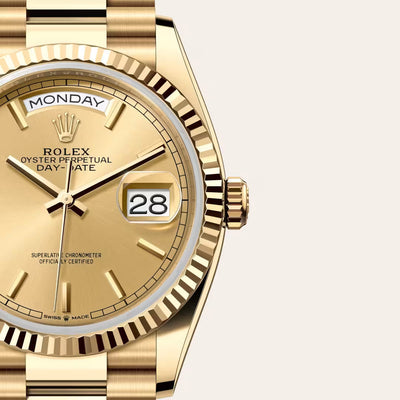 Day-Date 36 Elegant Gold Watch with Champagne Dial & Fluted Bezel