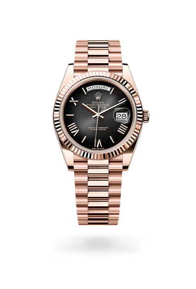 Day-Date 40 Luxury Rose Gold Day-Date Watch with Black Dial