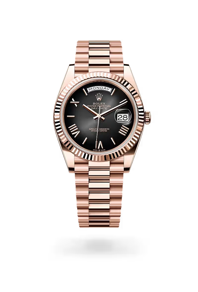 Day-Date 40 Luxury Rose Gold Day-Date Watch with Black Dial