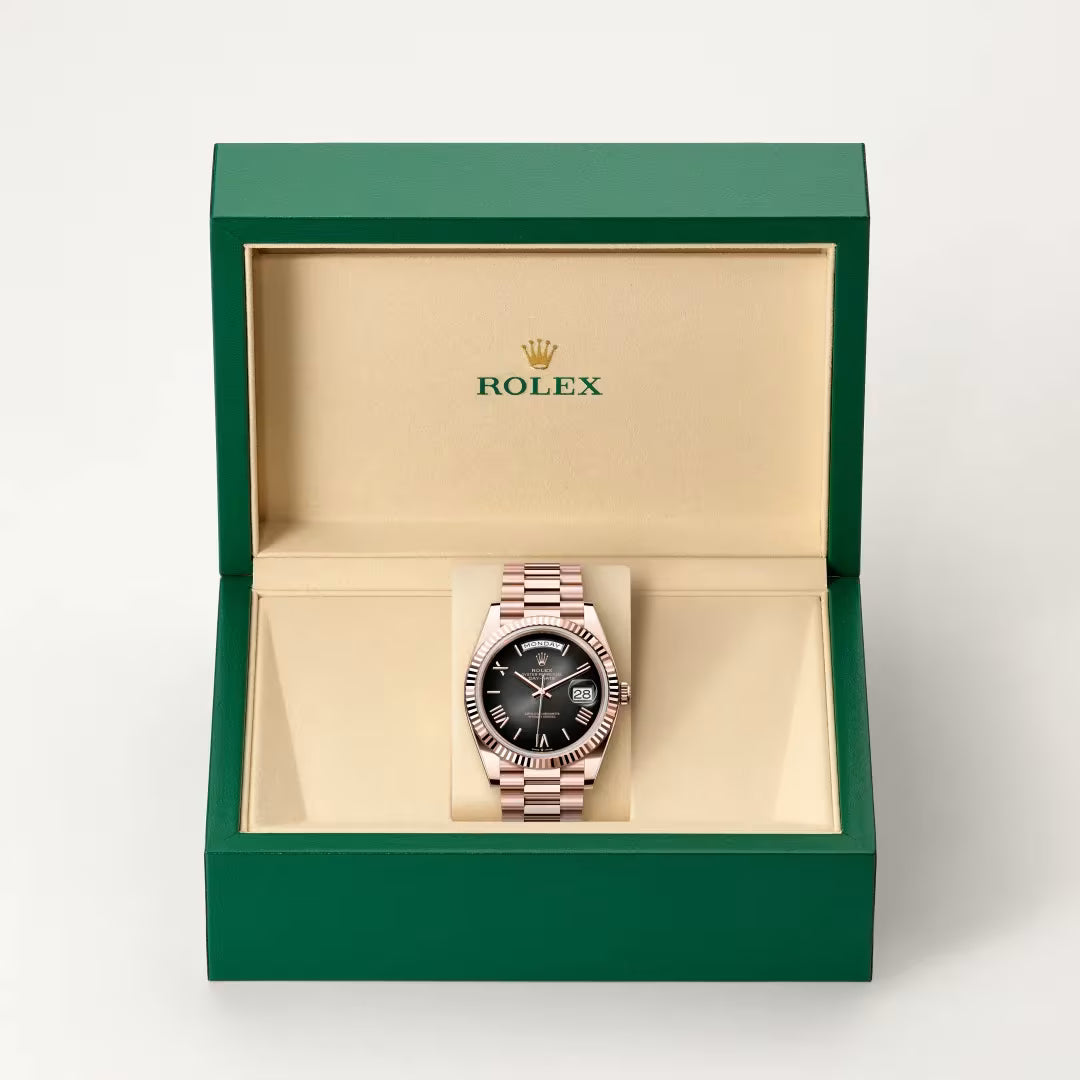 Day-Date 40 Luxury Rose Gold Day-Date Watch with Black Dial